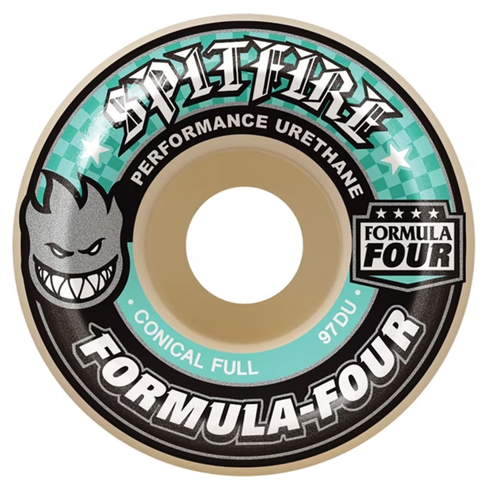 Spitfire F4 97a Conical Full 58mm Skateboard Wheels - White/Turquoise