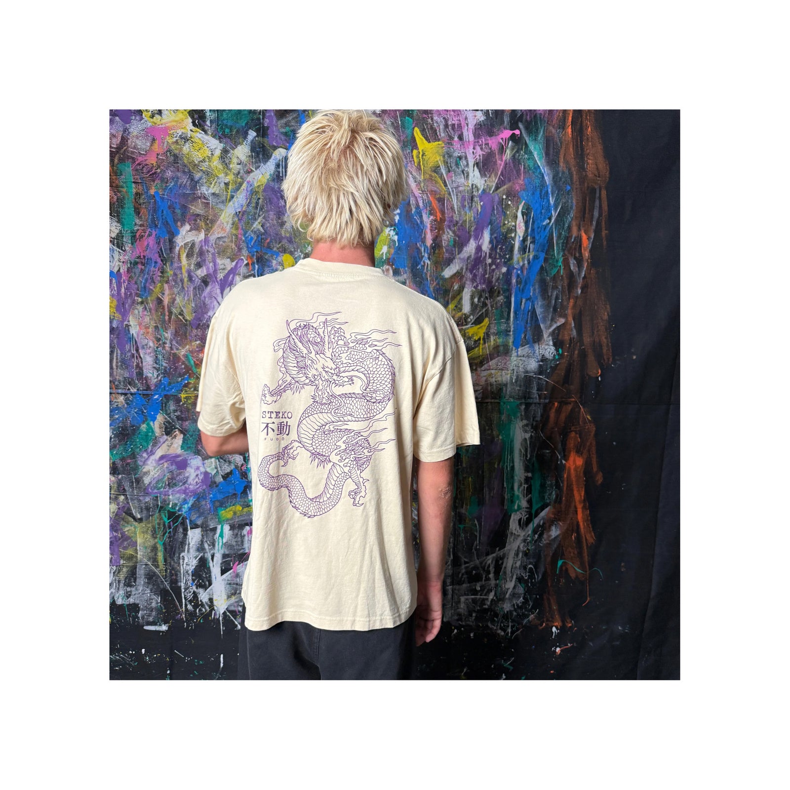 Steko Dragon Fudo Men's S/S Shirt - Off White