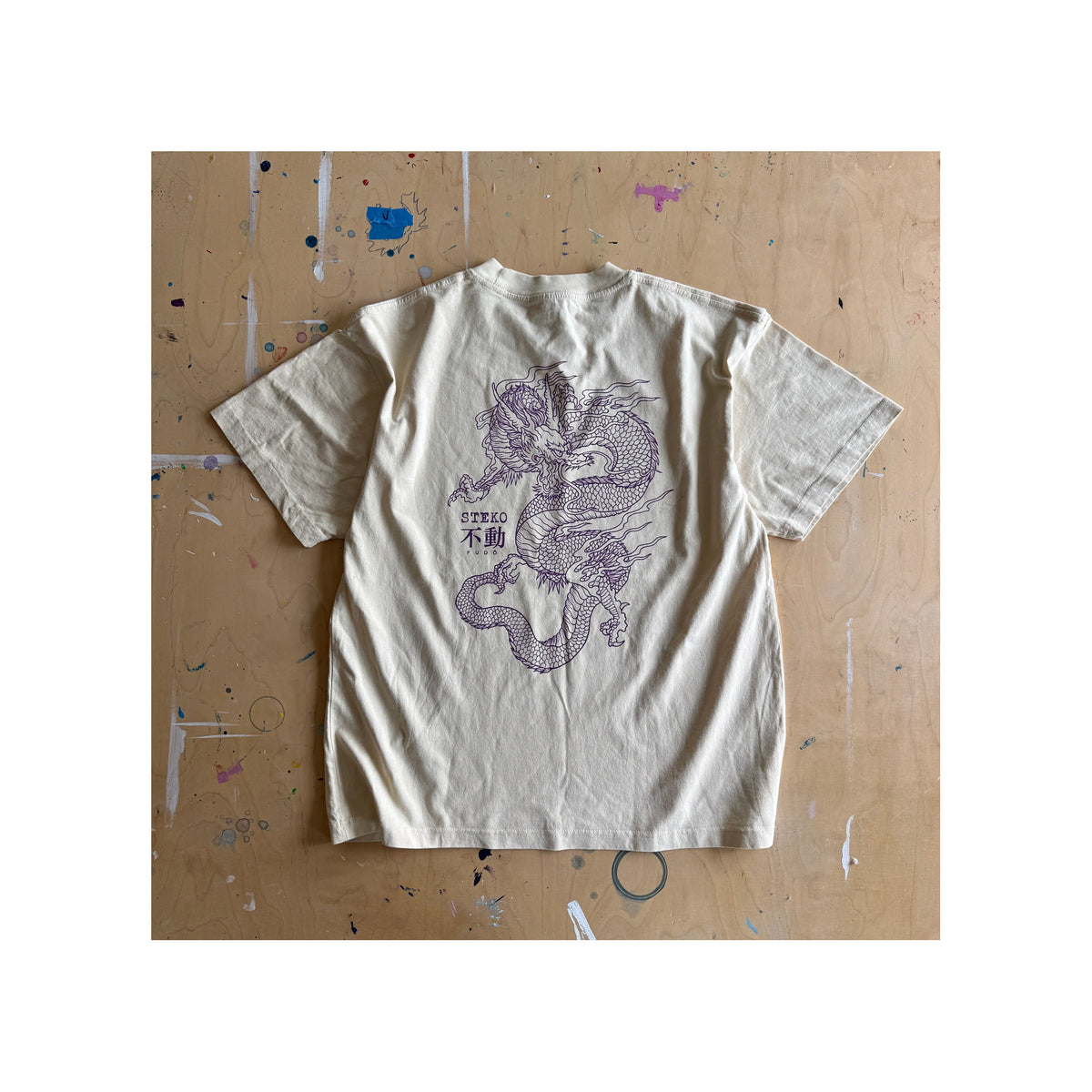 Steko Dragon Fudo Men's S/S Shirt - Off White