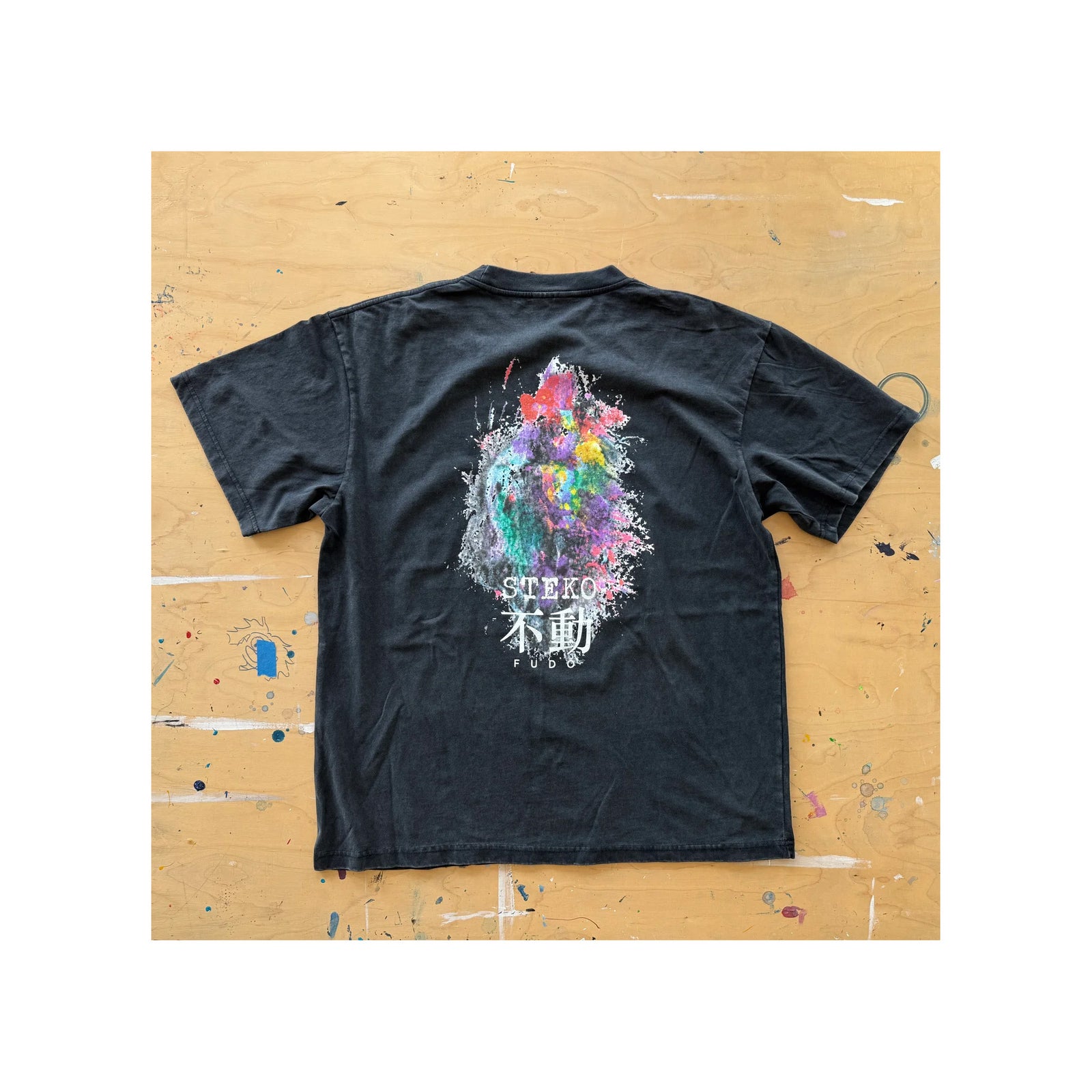 Steko Painted Fudo Men's S/S Shirt - Faded Black
