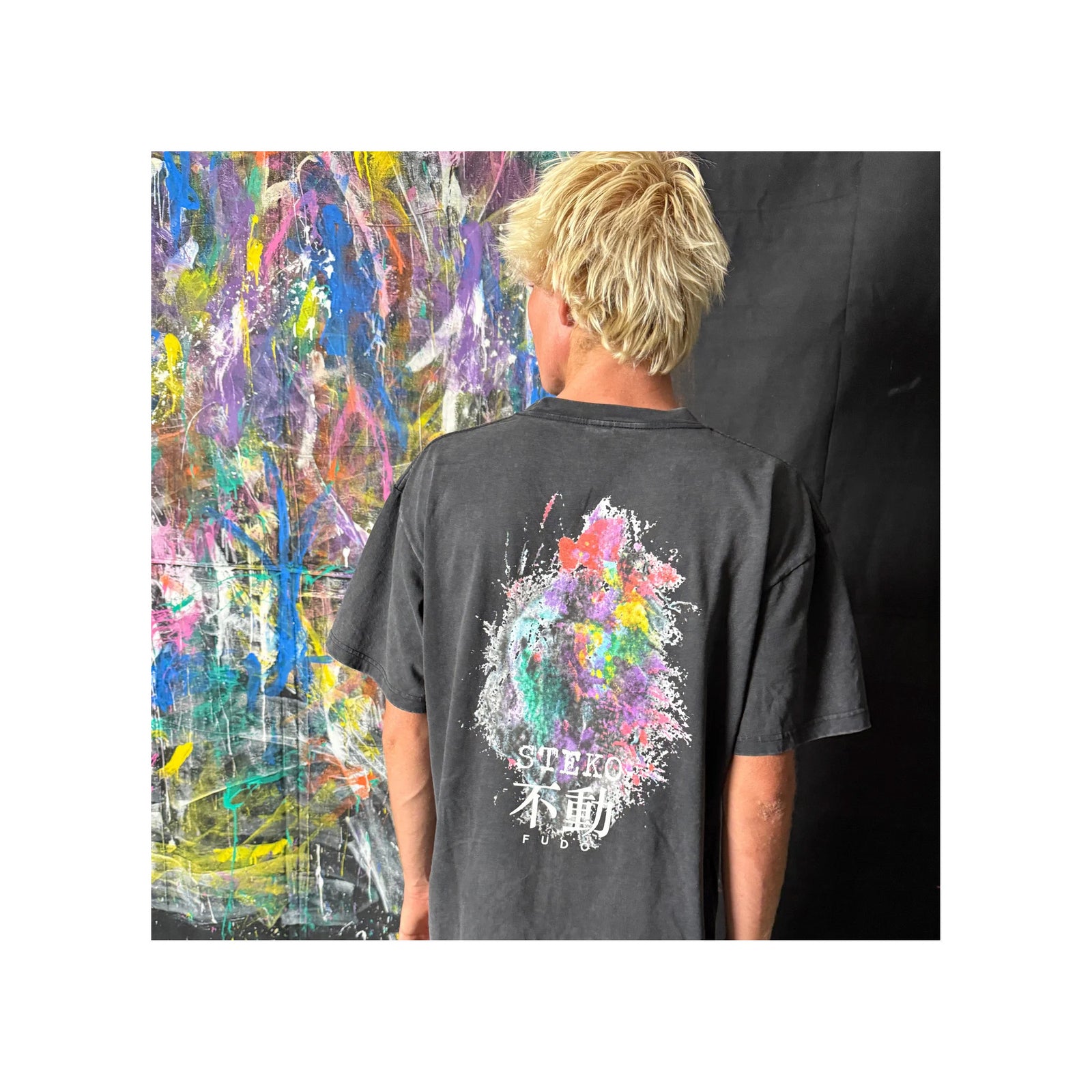 Steko Painted Fudo Men's S/S Shirt - Faded Black