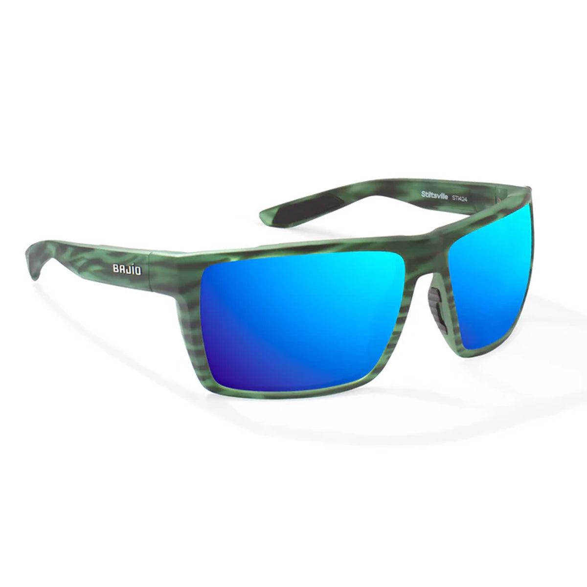 Bajio Stiltsville X-Large Men's Sunglasses - Green Grass Matte/Blue Mirror Polarized