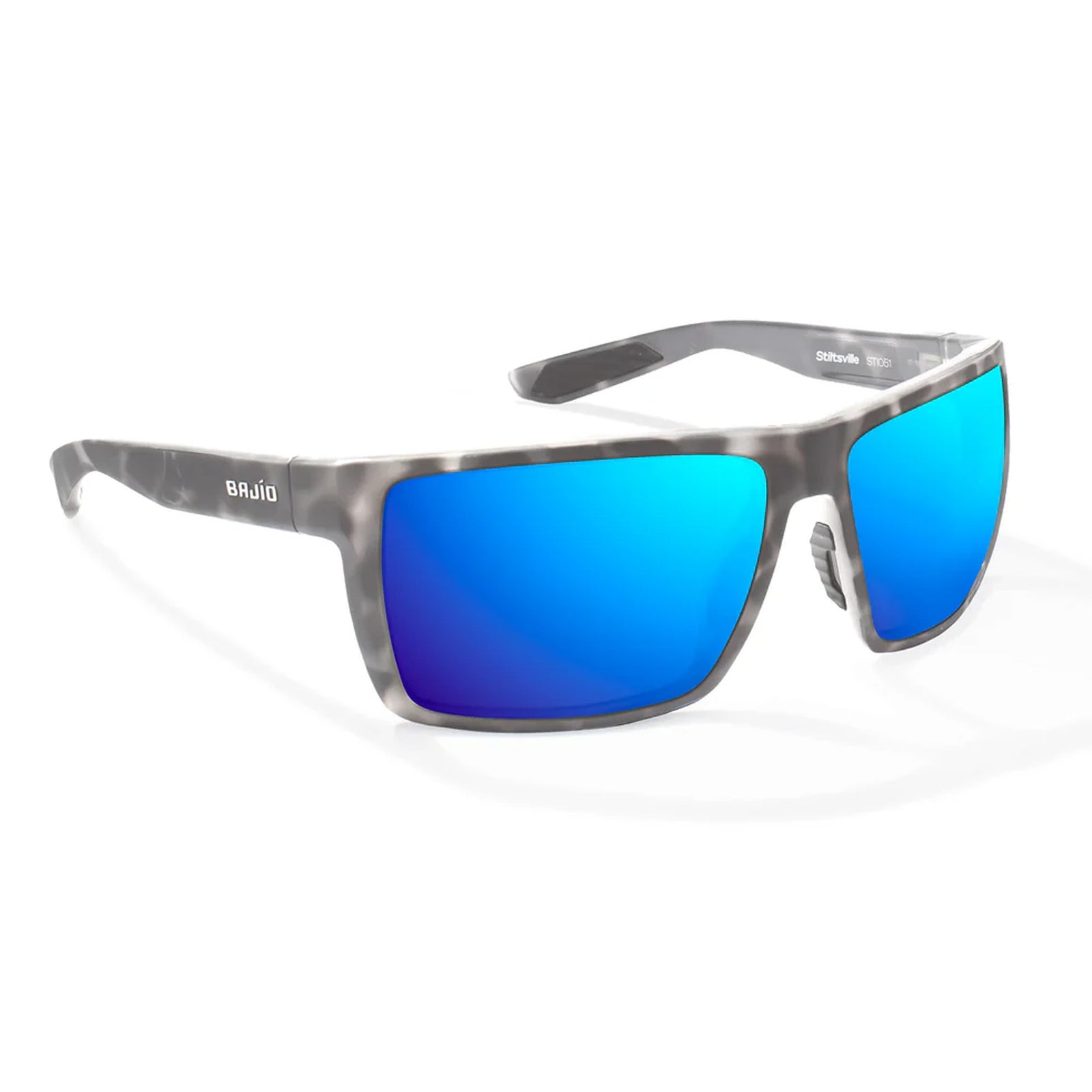 Bajio Stiltsville X-Large Men's Sunglasses - Grey Rock Matte/Blue Mirror Polarized