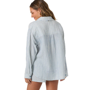 O'Neill Leni Stripe Relaxed Women's L/S Dress Shirt - Tofu