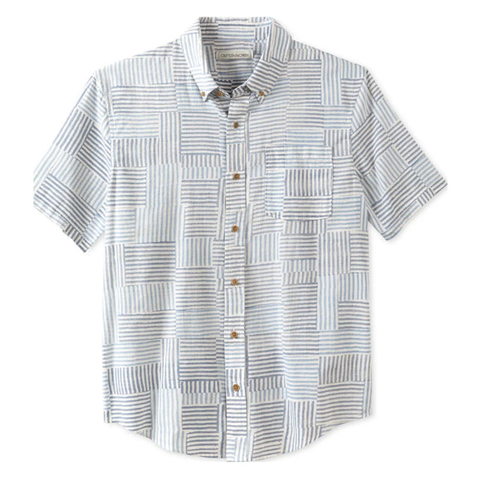 Outerknown Studio Men's S/S Dress Shirt - French Blue Stripework