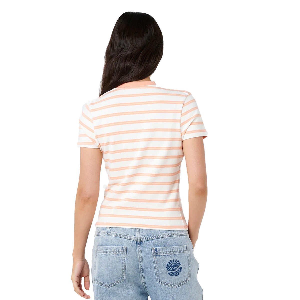 Rip Curl Half Moon Bay Fitted Women's S/S T-Shirt - Papaya Stripe