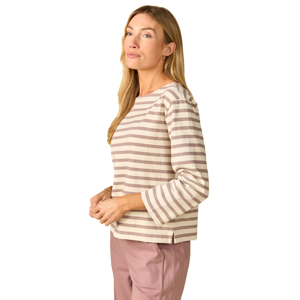 Outerknown The Big Heavy Mariner Women's L/S Shirt - Purple Dusk Mariner Stripe