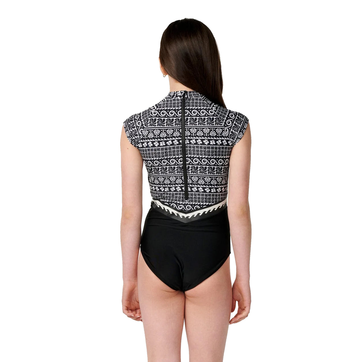 Rip Curl Ventura Youth Girl's L/S Surfsuit - Black/White