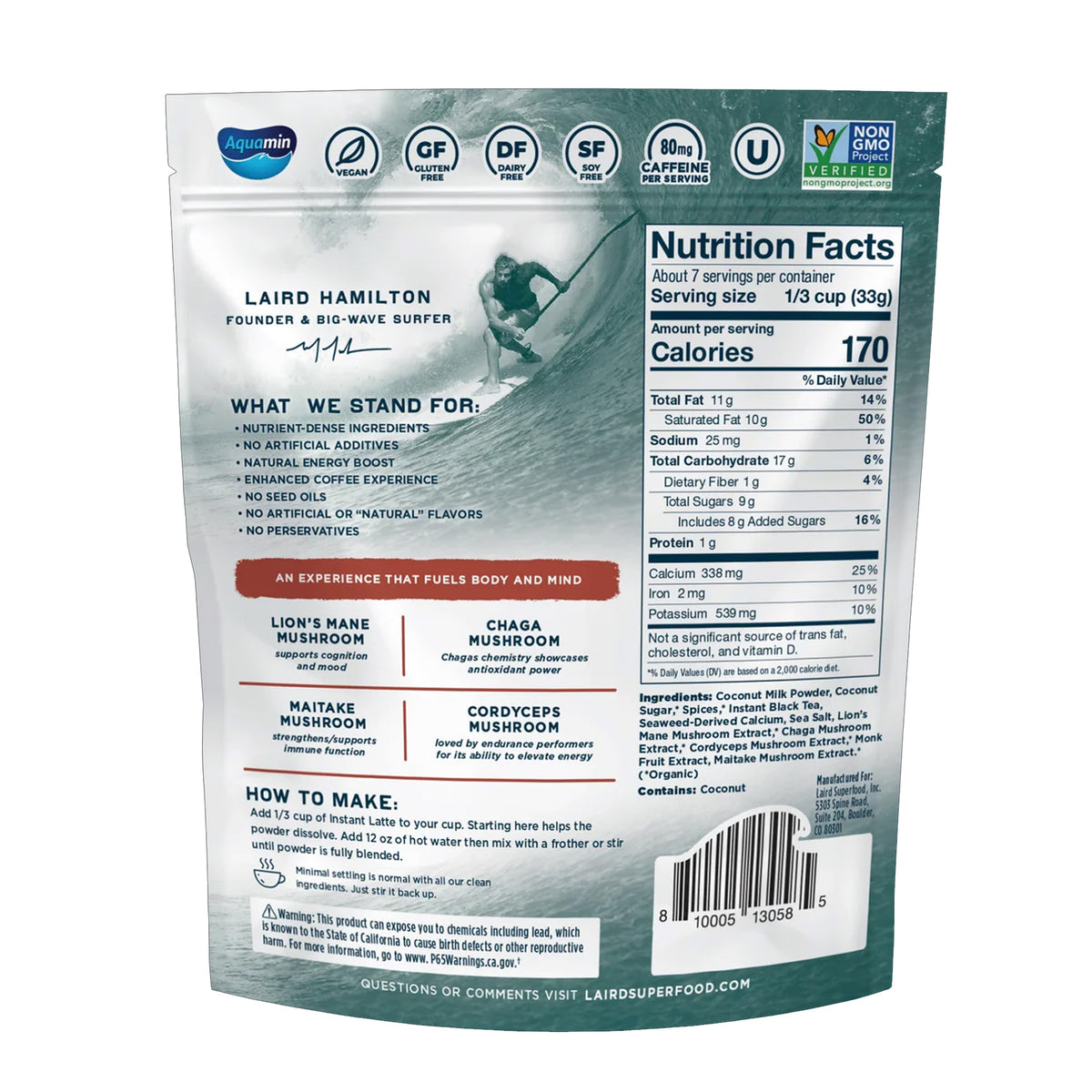 Laird Superfood Chai Instant Latte with Adaptogens - 8oz