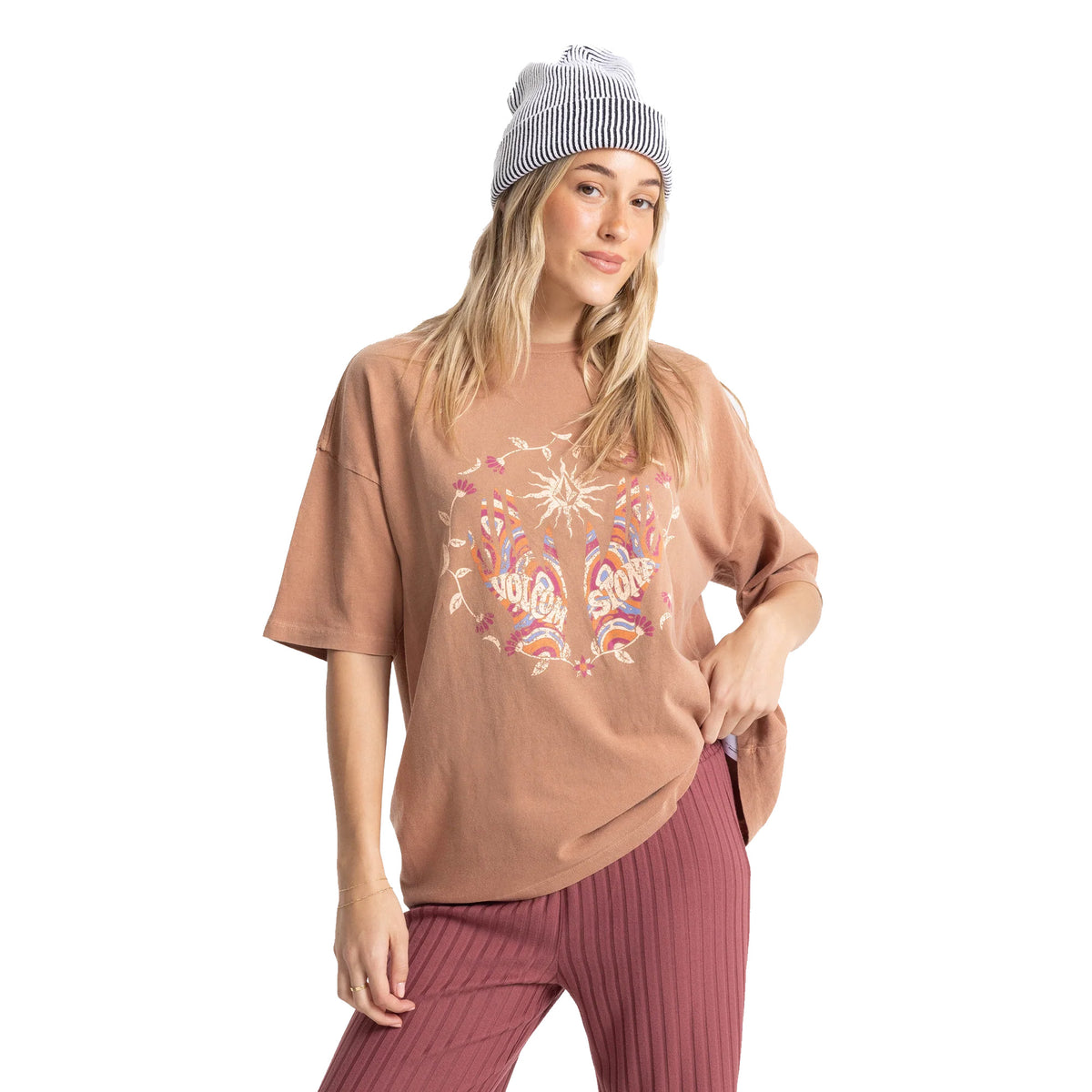 Volcom Mystic Palms Bad Women's S/S T-Shirt - Mocha Mousse