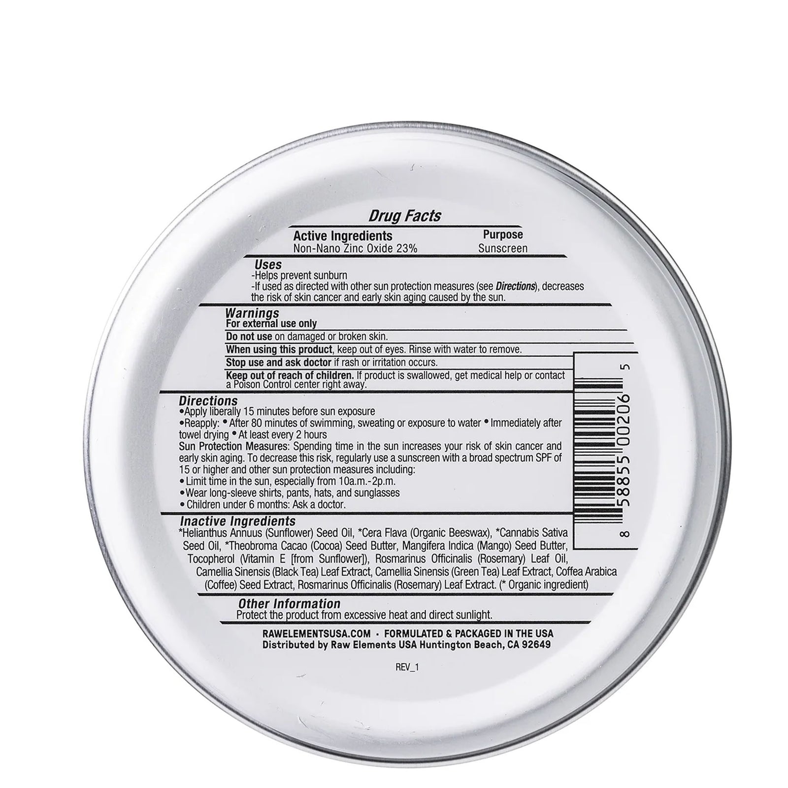 Raw Elements Face & Body SPF 30 Sunscreen Lotion - Tin