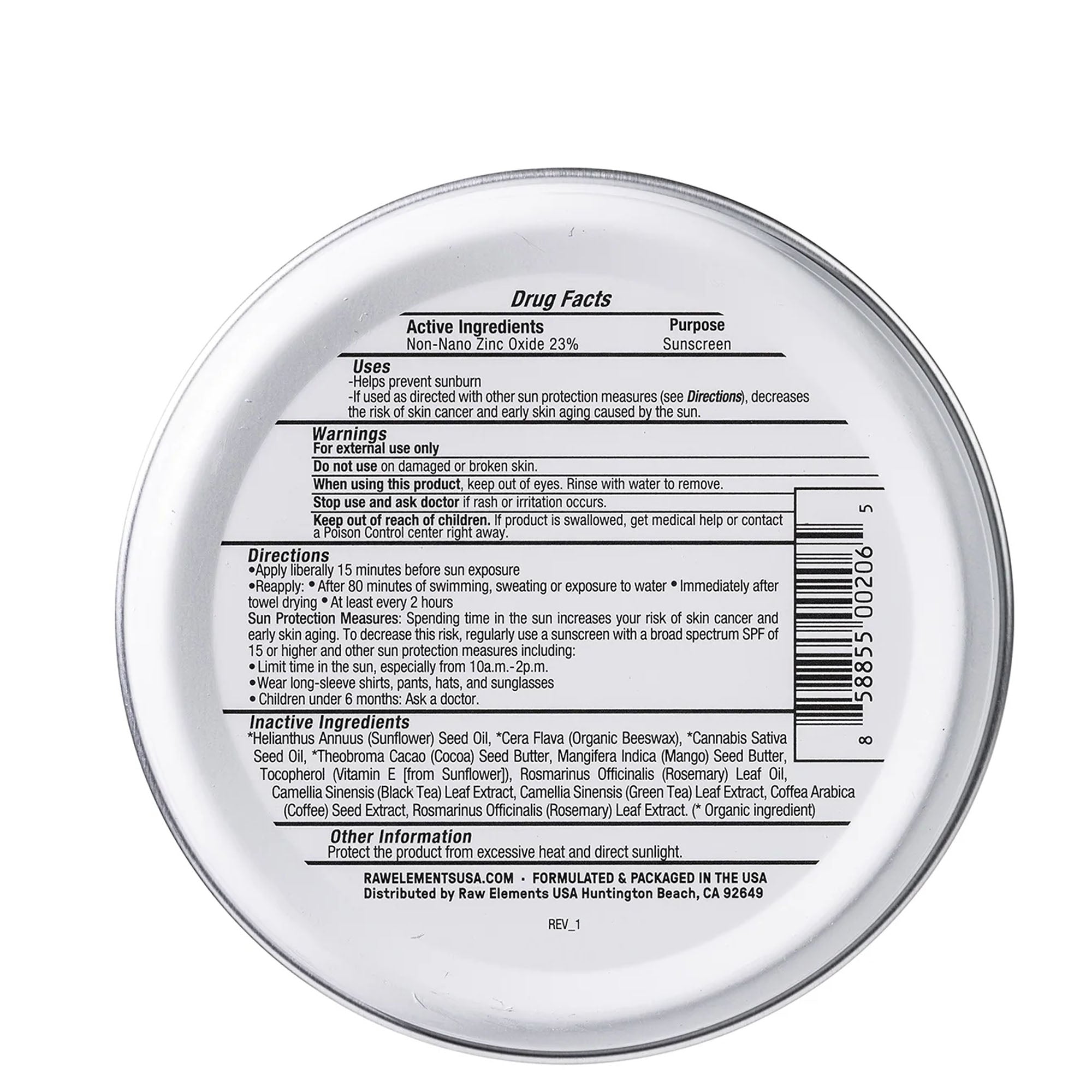 Raw Elements Face & Body SPF 30 Sunscreen Lotion - Tin