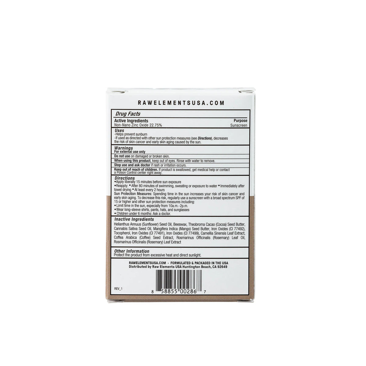 Raw Elements SPF 30 Tinted Face Stick Sunscreen - Bronze