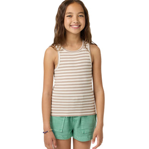 O'Neill Lonnie Stripe Youth Girl's Top - Simply Taupe