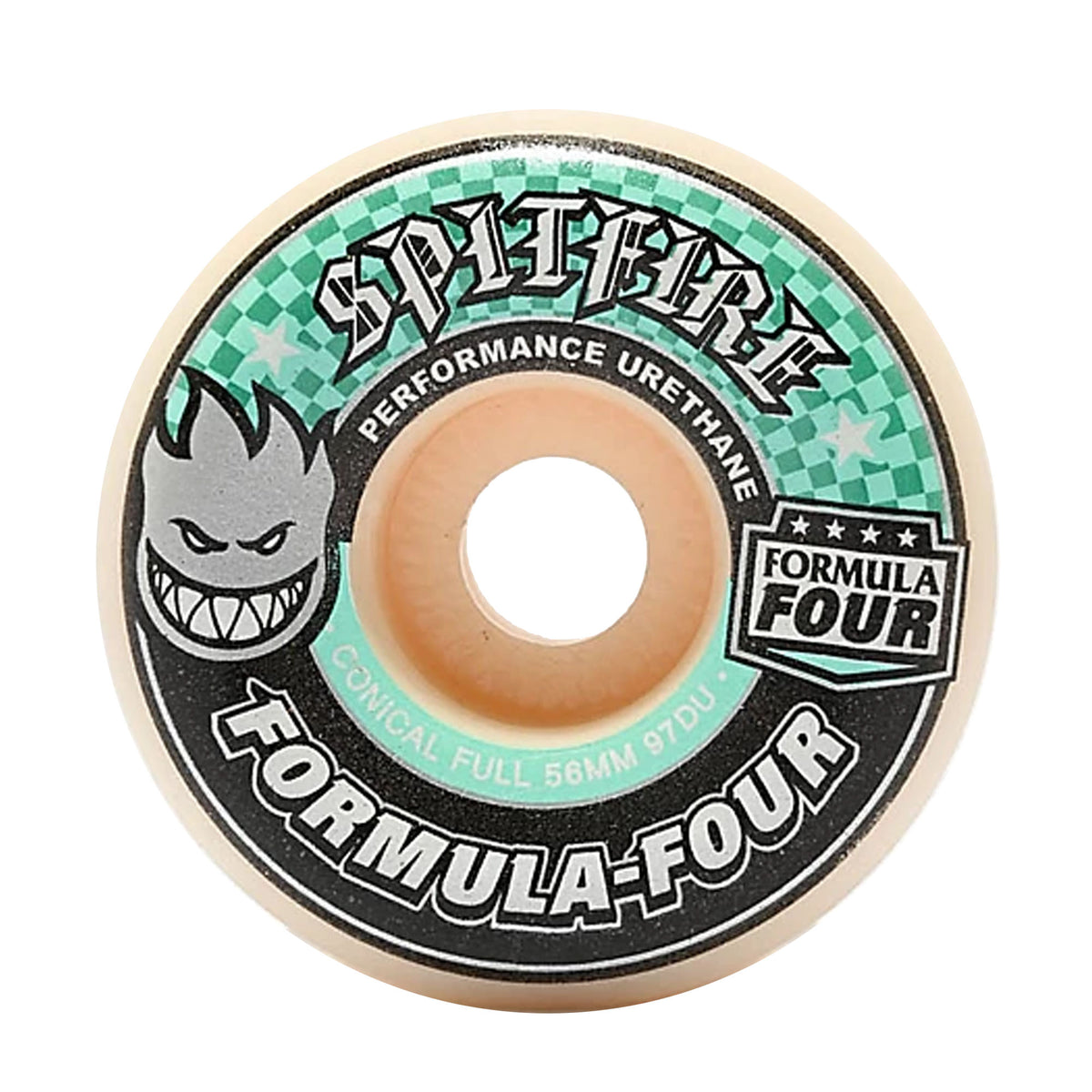 Spitfire F4 97a Conical 54mm Skateboard Wheels - Natural/Turquoise