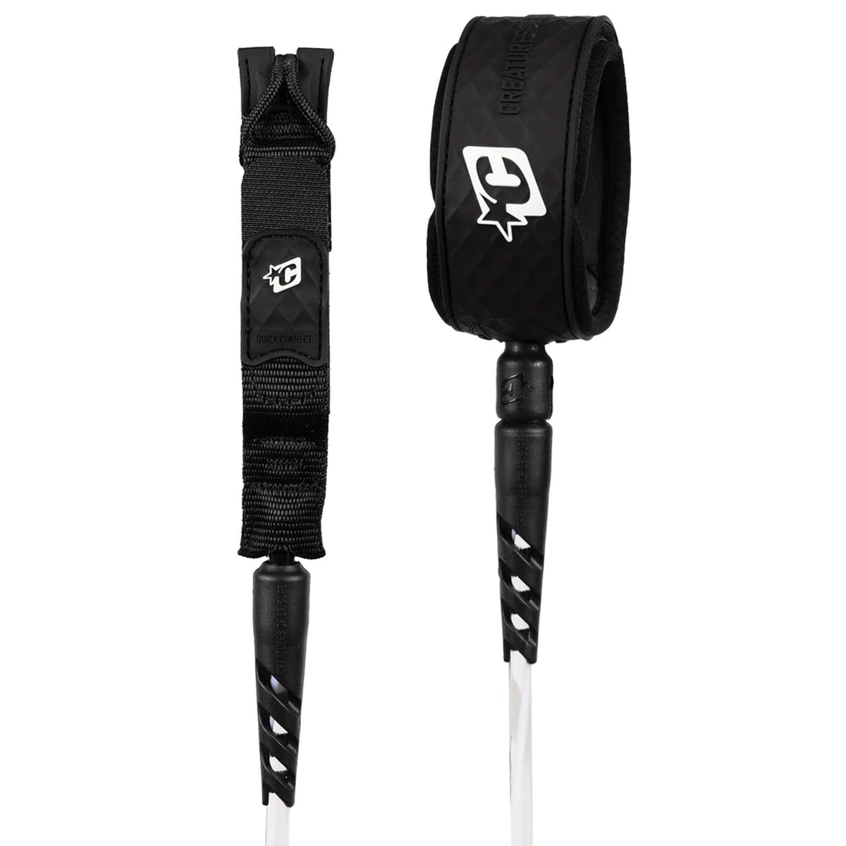 Creatures of Leisure Reliance 2.0 Medium Duty Surfboard Leash - 6'/Clear White Twist Black