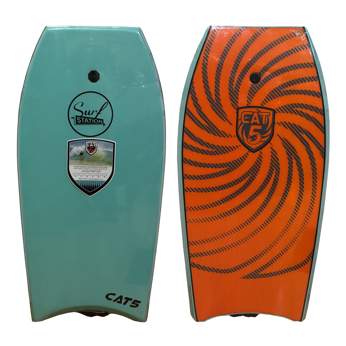 Surf Station x Cat 5 Spiral 33" Bodyboard w/ Leash - Teal