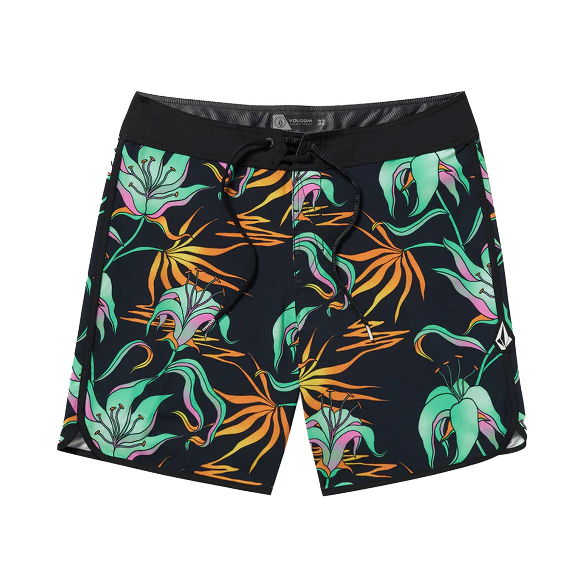 Volcom Infuse Scallop Mod 19" Men's Boardshorts - Black/Green