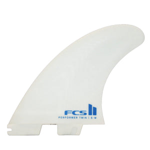 FCS II Performer Twin + 1 Performance Core Surfboard Fins - Medium-Large/White
