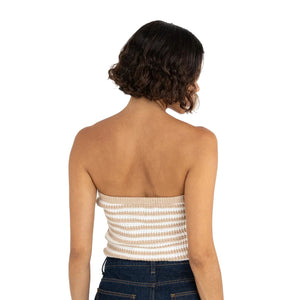 Rhythm Stripe Strapless Knit Women's Top - White