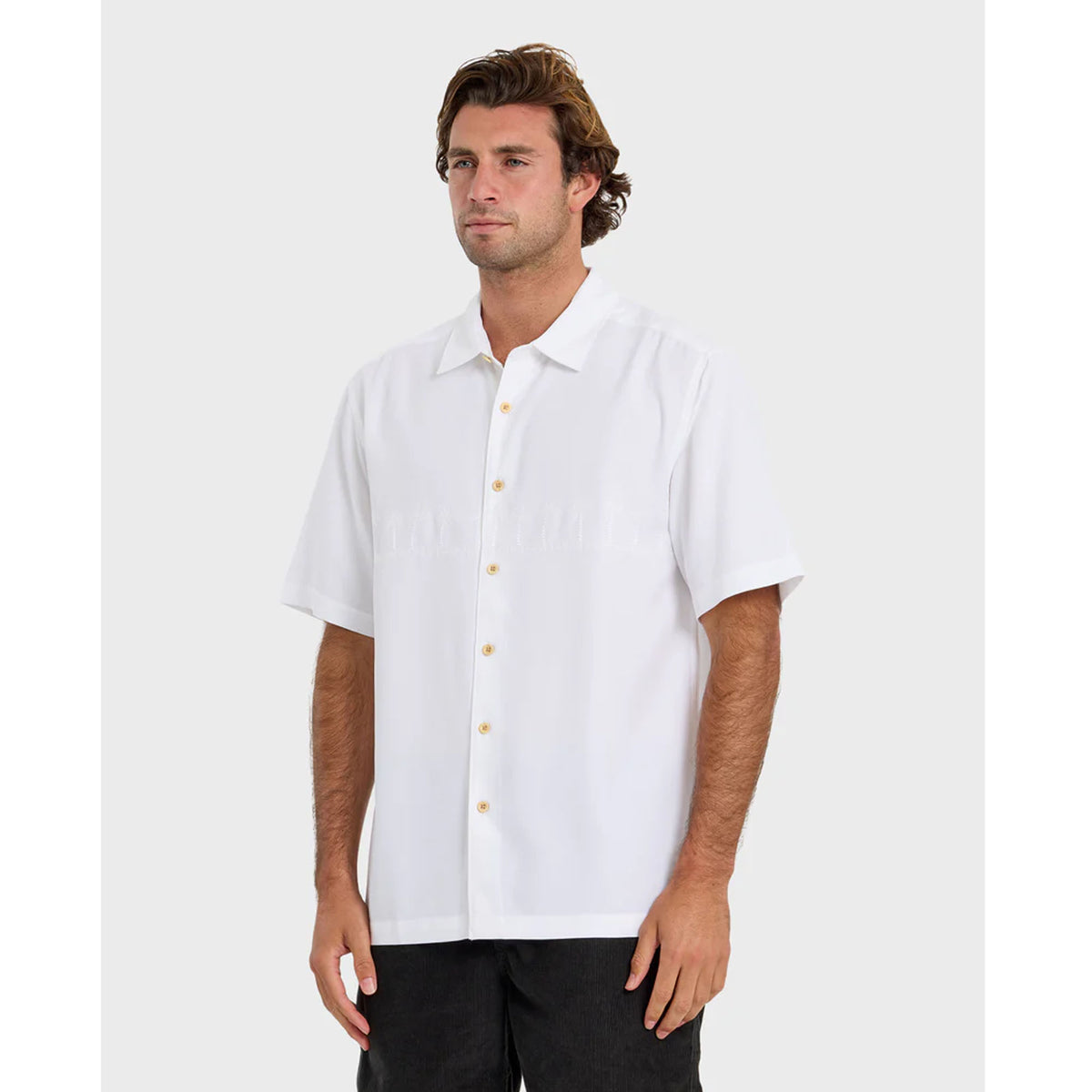 Quiksilver Waterman Tahiti Palms Men's S/S Dress Shirt - White