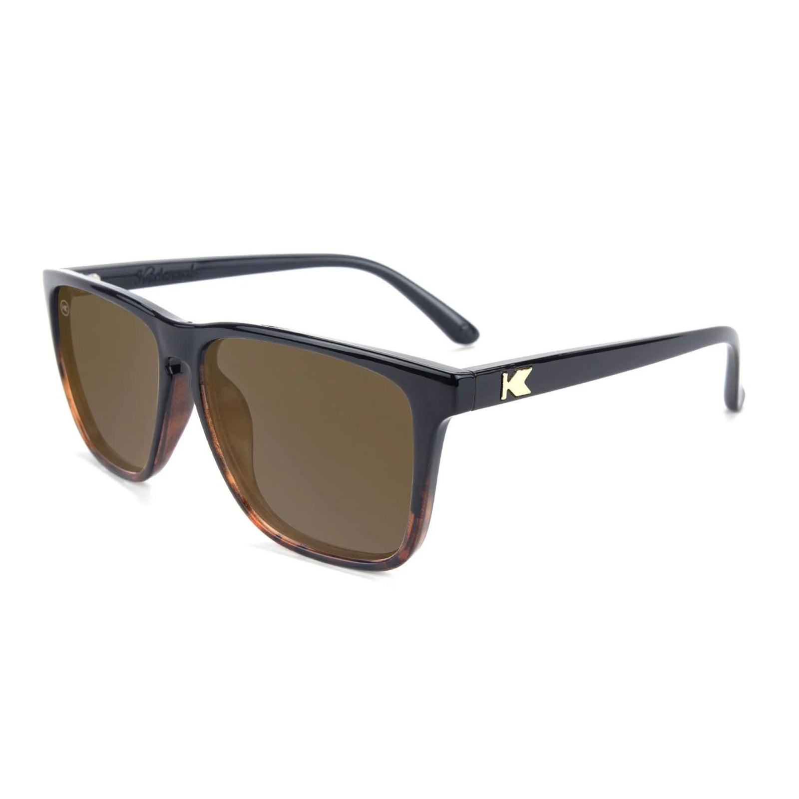Knockaround Fast Lanes Men's Sunglasses - Glossy Black & Tortoise Shell Fade/Amber Polarized