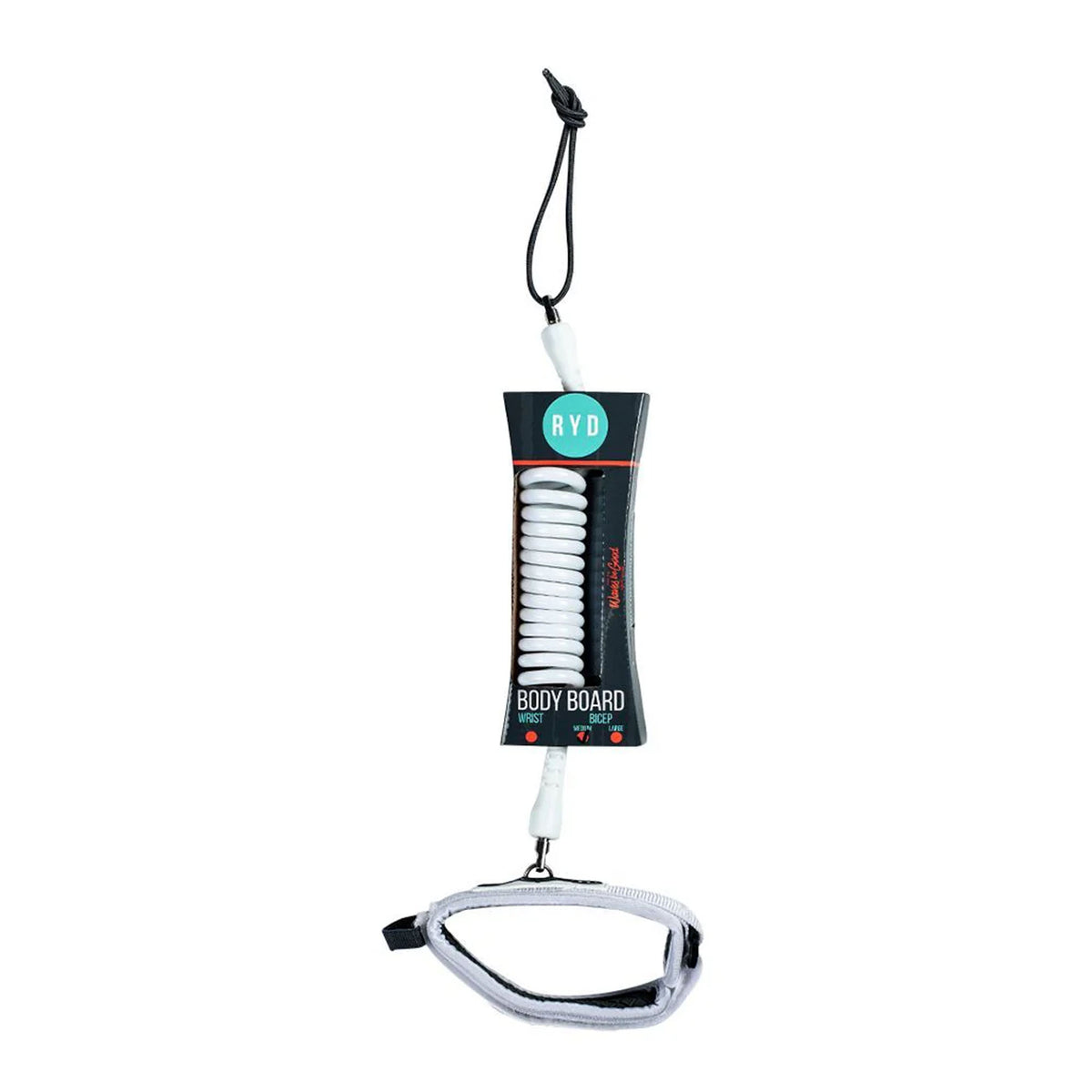 RYD 7mm Medium Bicep Bodyboard Leash - White