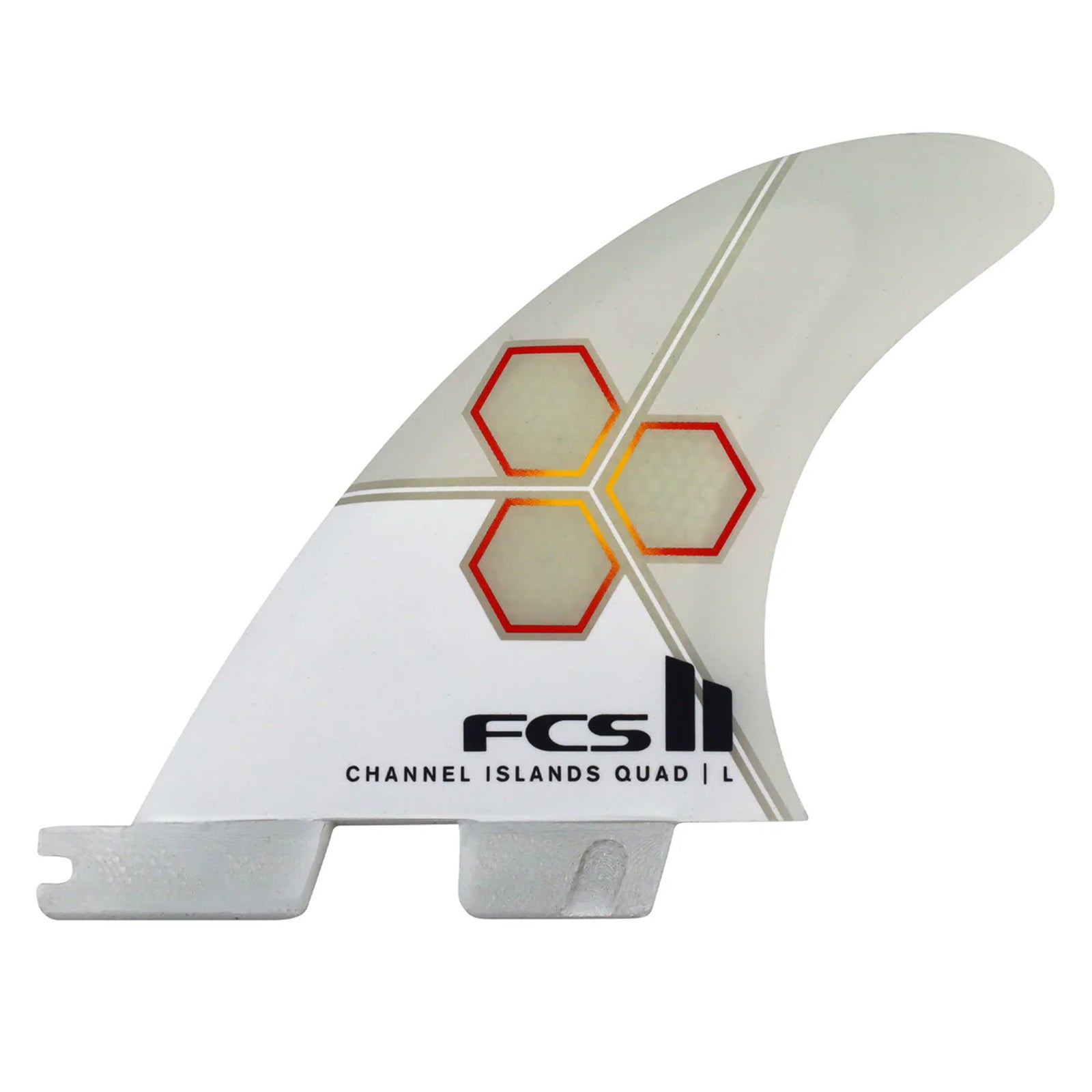 FCS II CI Upright Quad Rear Surfboard Fins - Large/White Flame