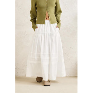 Rhythm Solene Ruffle Midi Men's Skirt - White