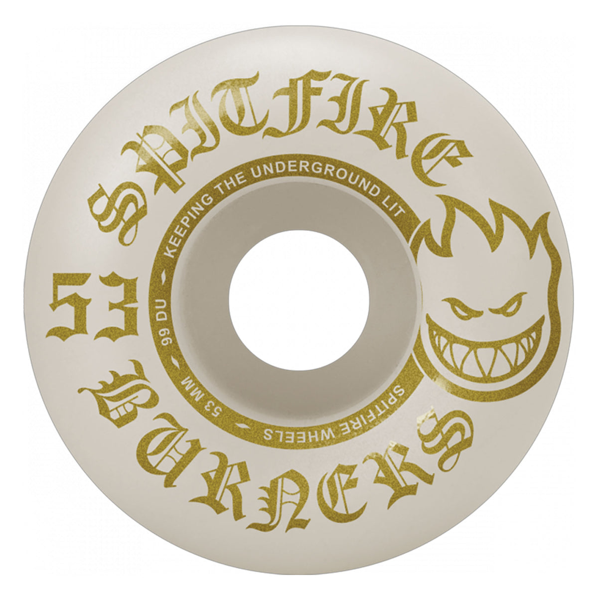 Spitfire Burners 99A 53mm Skateboard Wheels - White/Gold