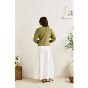 Rhythm Solene Ruffle Midi Men's Skirt - White