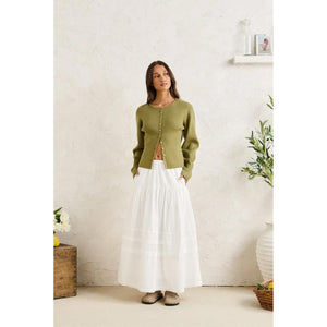 Rhythm Solene Ruffle Midi Men's Skirt - White