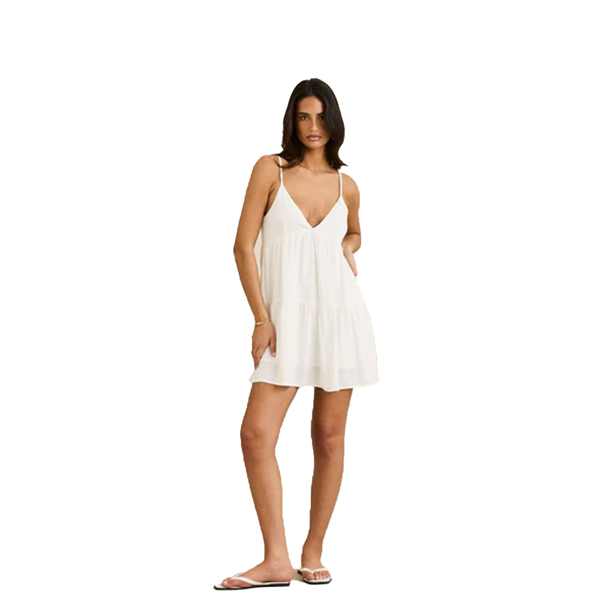 Rhythm Classic Tiered Mini Women's Dress - White