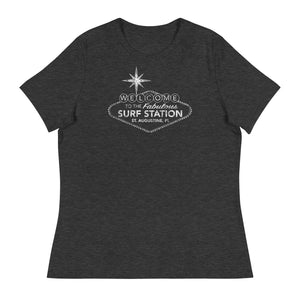 Surf Station Welcome Sign White Women's Relaxed T-Shirt