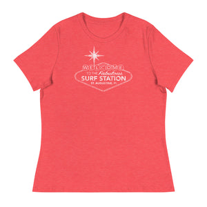 Surf Station Welcome Sign White Women's Relaxed T-Shirt
