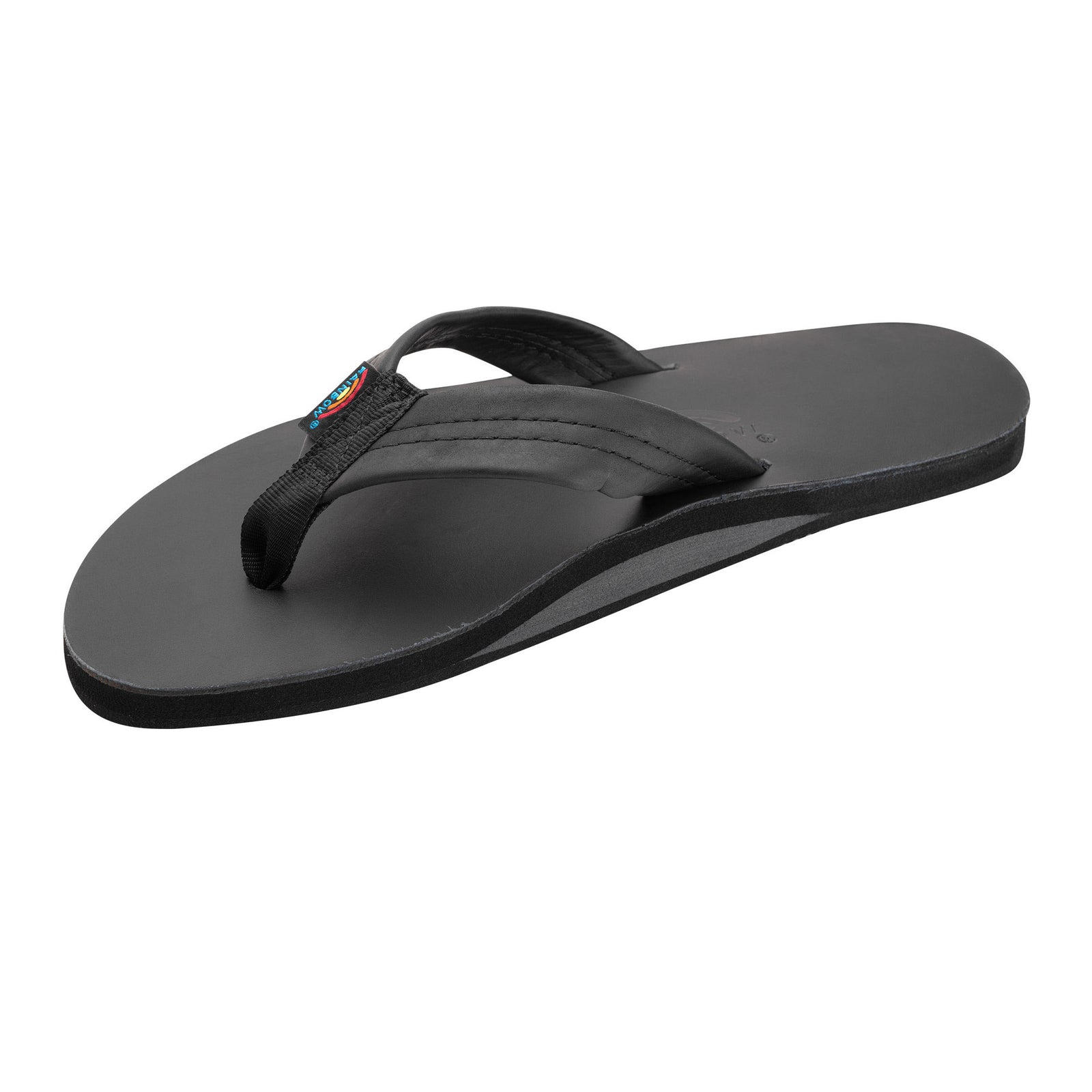 Rainbow Single Classic Leather Women's Sandals - Black