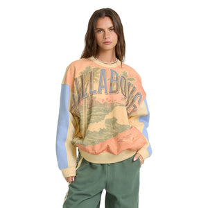 Billabong Surf Club Kendal Crewneck Women's L/S Sweatshirt - Light Yellow