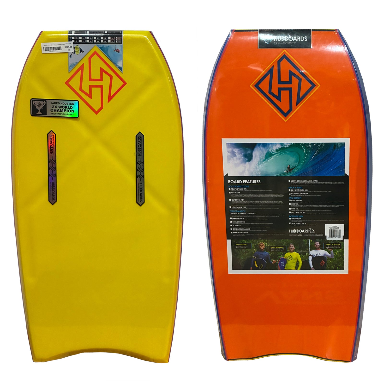 Hubboards Houston PE Arrow CT 41.5" Bodyboard - Yellow