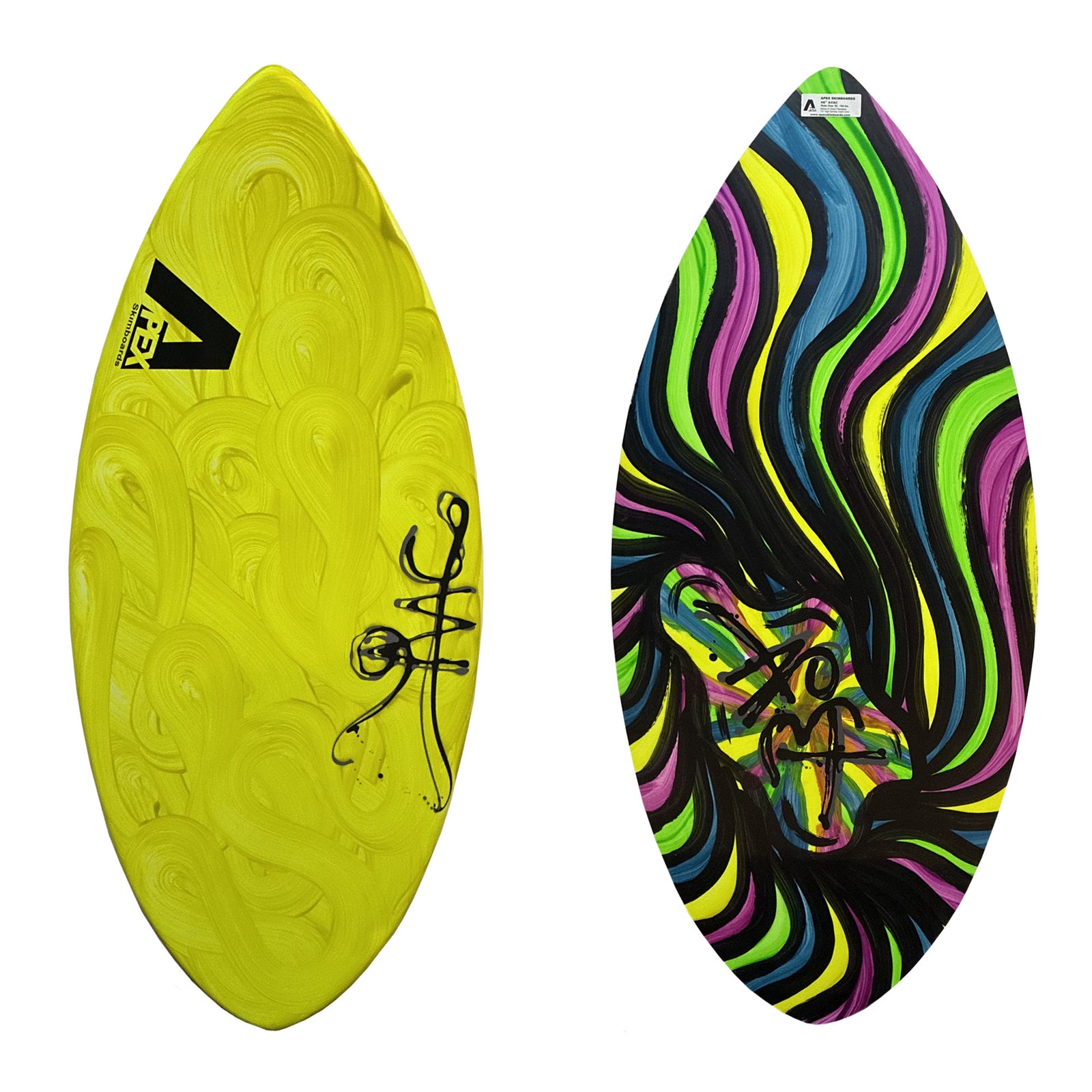 Apex AVAC 46" Skimboard - Yellow Swirl/Wavey Sun