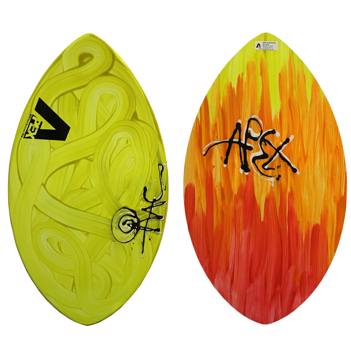 Apex AVAC 36" Skimboard - Yellow Swirl/Flames