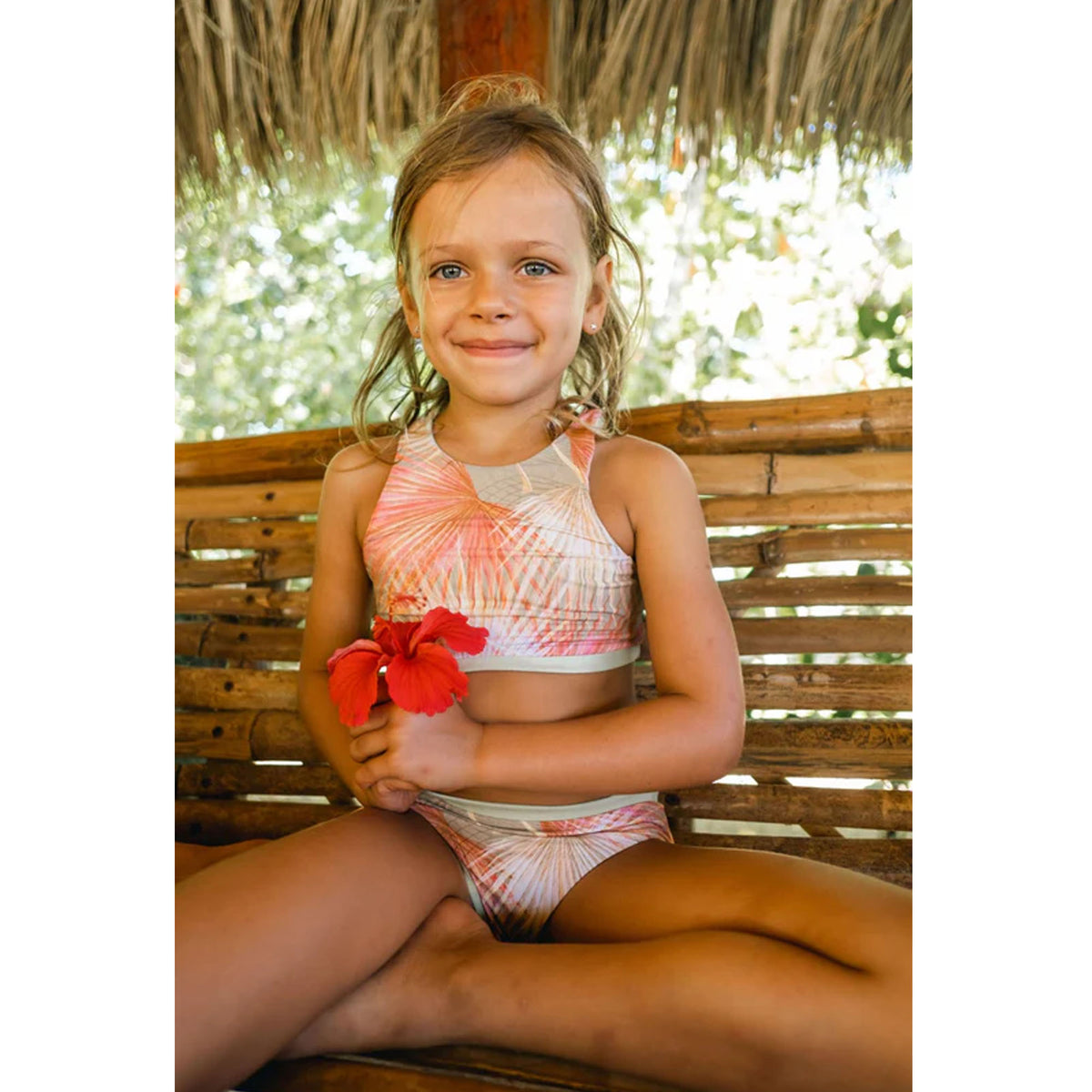 IMSY Swimwear Lily Youth Girl's Reversible Bikini Set - Cucumber Palms