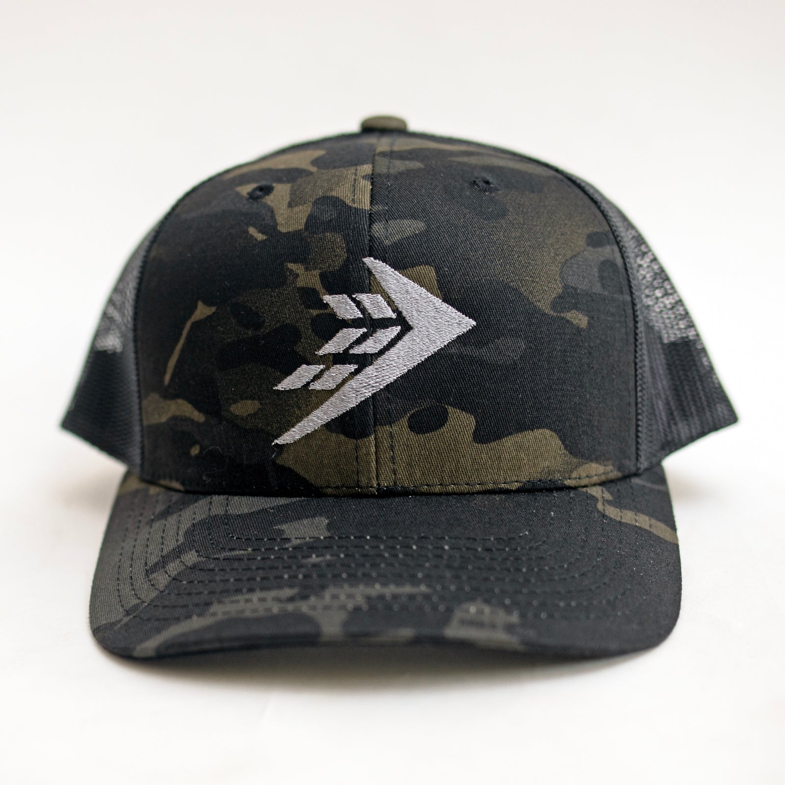 Firewire Logo Icon Trucker Hat - Black/Dark Camo