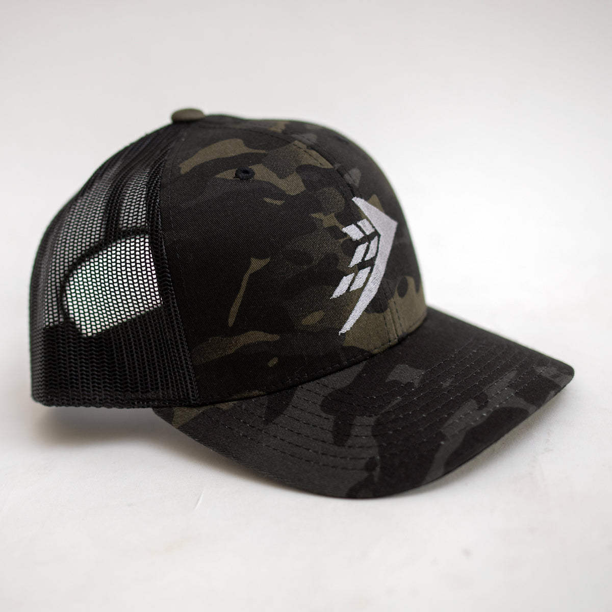 Firewire Logo Icon Trucker Hat - Black/Dark Camo