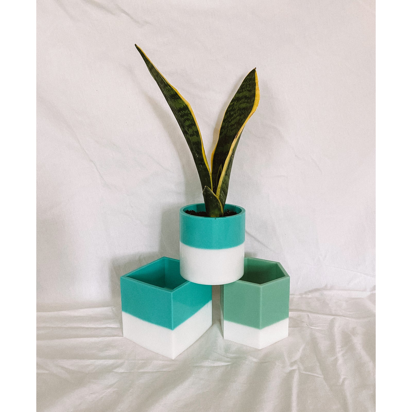 Hailey Nolin Resin Color Block Planter