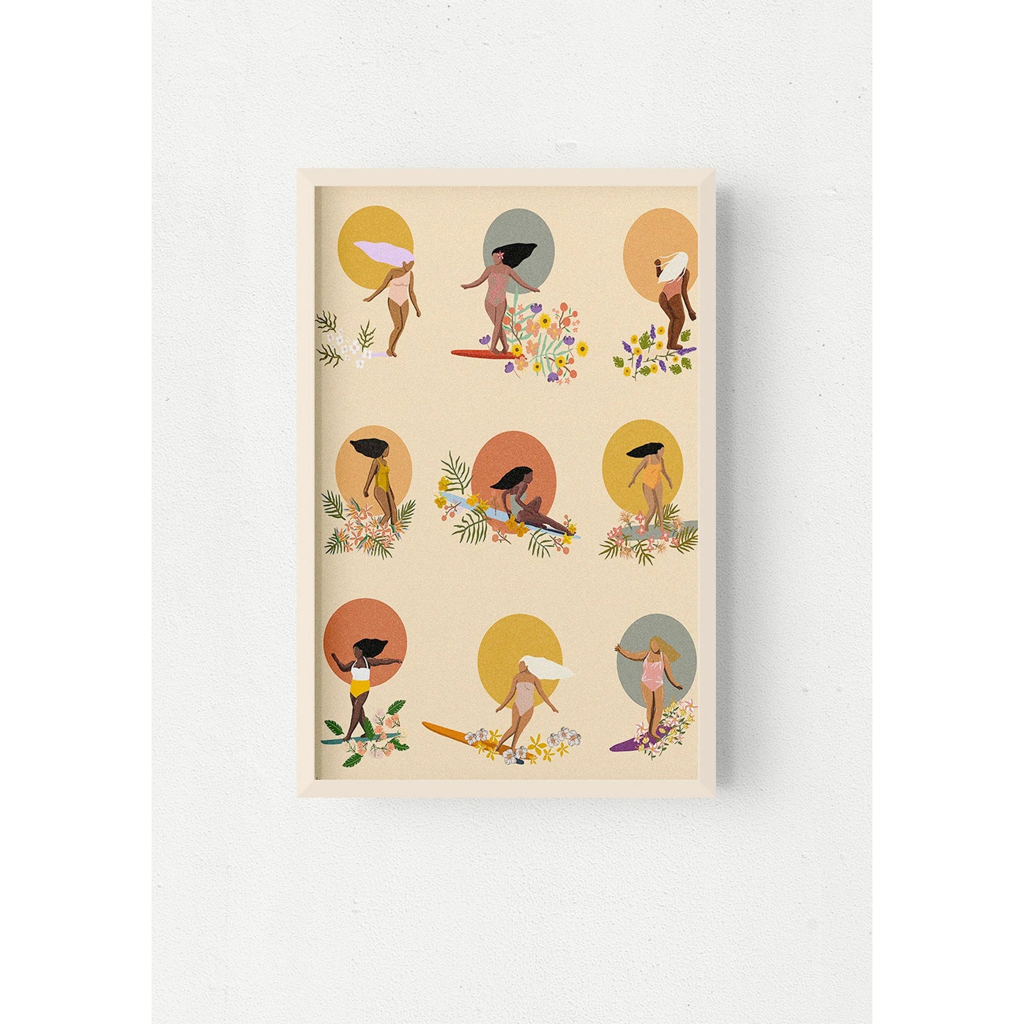 Her Waves Sunset Flowers Print