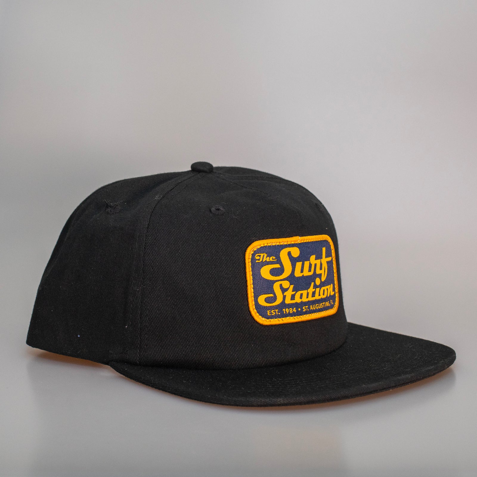 Surf Station Mechanic Patch Men's Snapback Hat - Black