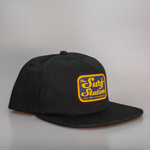 Surf Station Mechanic Patch Men's Snapback Hat - Black
