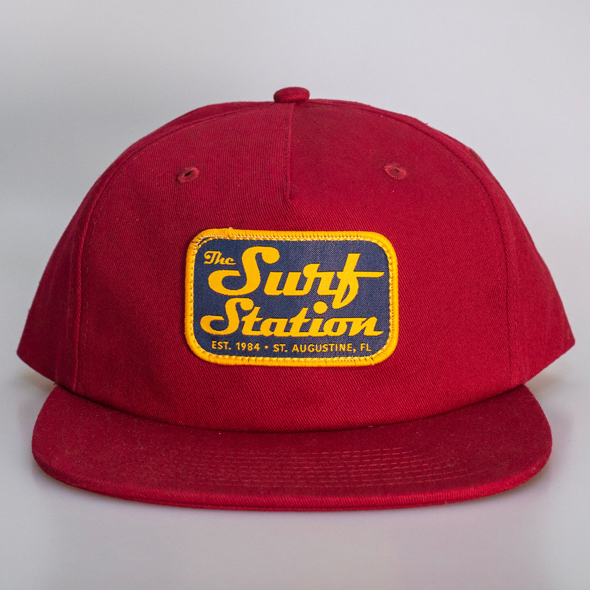 Surf Station Mechanic Patch Men's Snapback Hat - Maroon