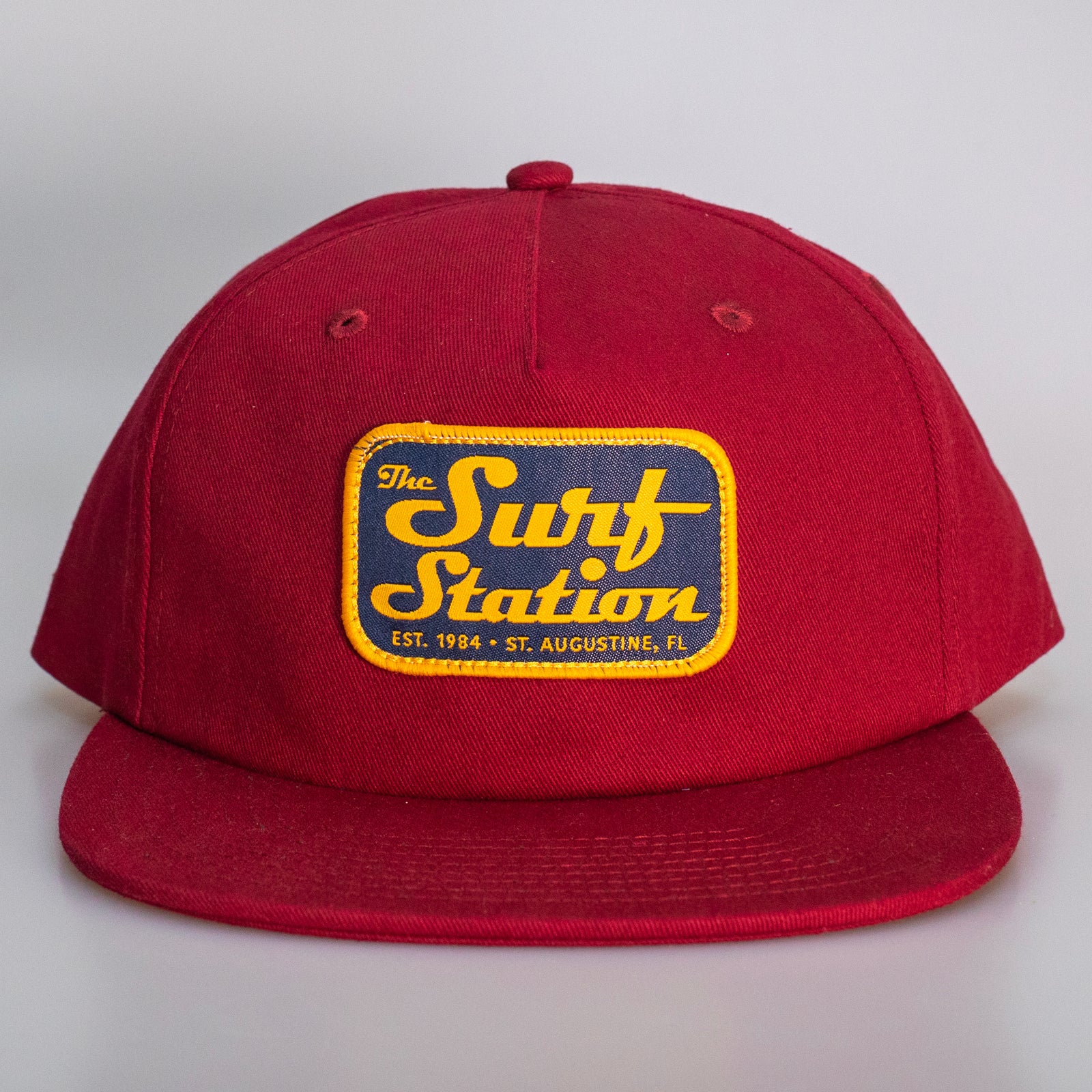 Surf Station Mechanic Patch Men's Snapback Hat - Maroon