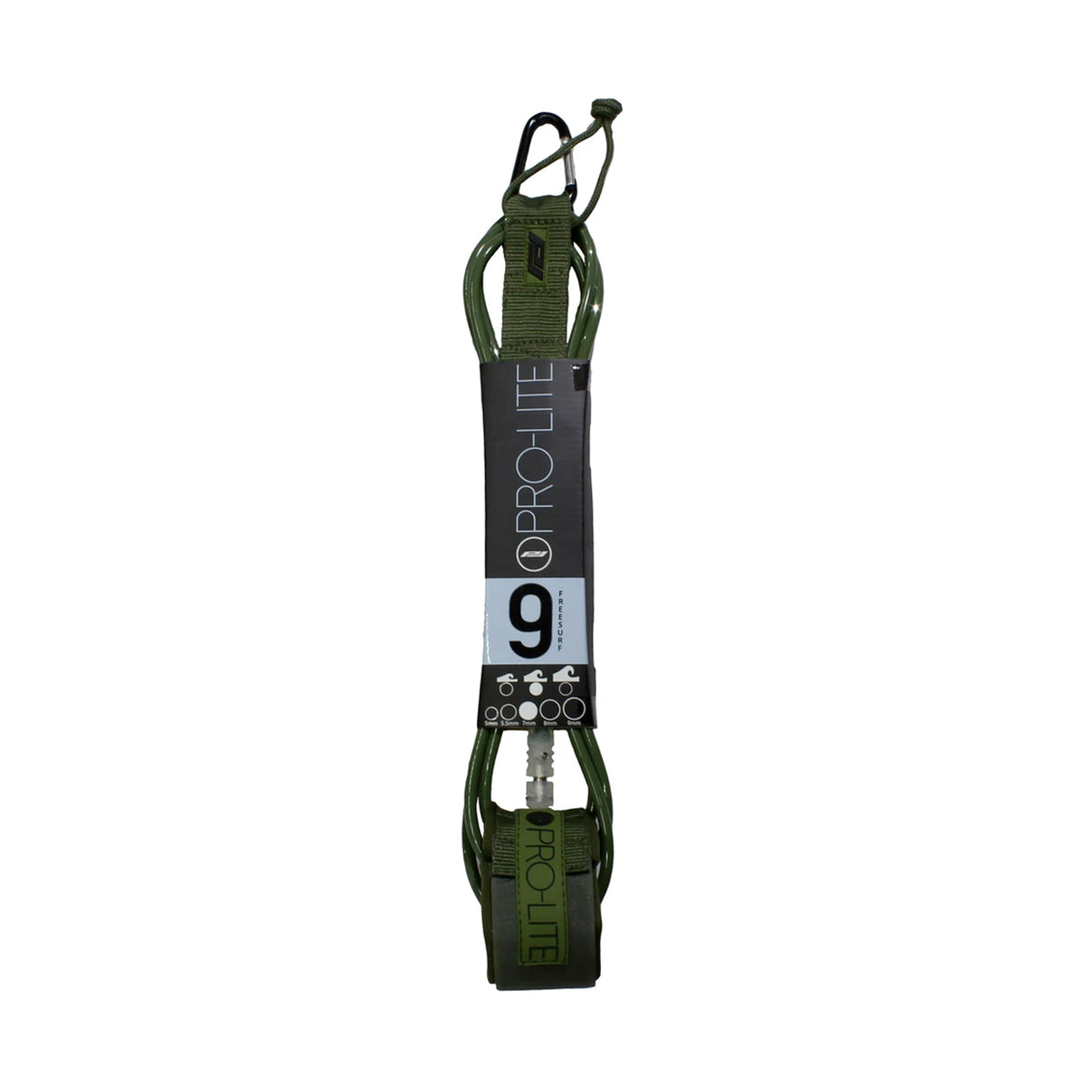 Pro-Lite Freesurf Longboard Ankle Surfboard Leash - 9'/Army Green